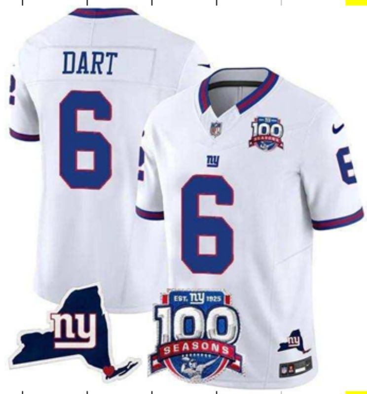 Men 2025 Nike New York Giants #6 Dart white Throwback 5th generation Limited NFL Jersey 001->milwaukee brewers->MLB Jersey